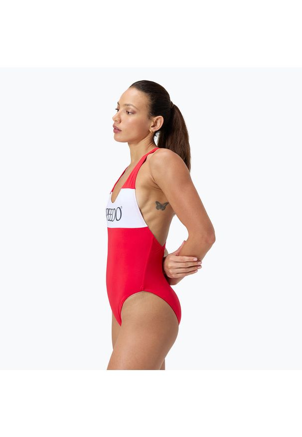 Strój pływacki jednoczęściowy damski Speedo Colourblock Racerback. Kolor: czerwony