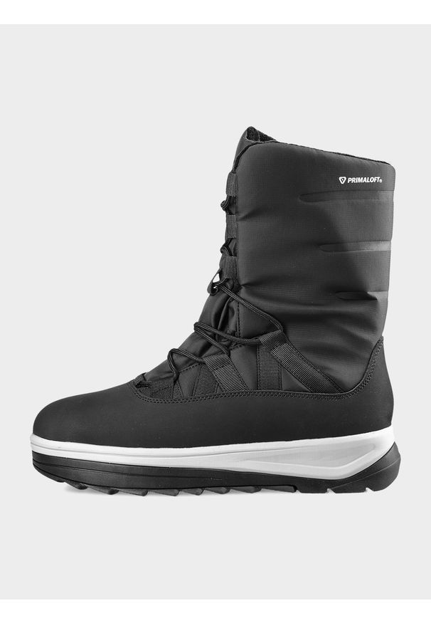 4f - Buty zimowe śniegowce INUA z ociepliną Primaloft damskie - czarne. Okazja: na co dzień. Wysokość cholewki: przed kolano. Kolor: czarny. Materiał: guma, syntetyk, materiał. Szerokość cholewki: normalna. Sezon: zima. Styl: casual