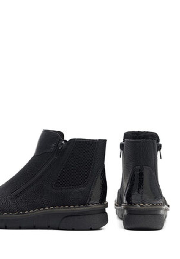 Rieker Botki 73355-00 Czarny. Kolor: czarny. Materiał: skóra