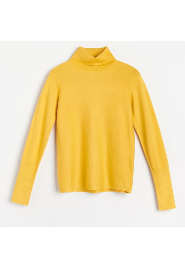 Reserved - Sweter z golfem - Żółty. Typ kołnierza: golf. Kolor: żółty