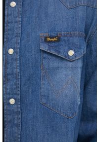 Wrangler - Koszula jeansowa. Typ kołnierza: kołnierzyk klasyczny. Kolor: niebieski. Materiał: jeans. Długość rękawa: długi rękaw. Długość: długie. Styl: klasyczny #4