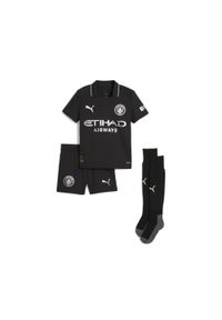 Puma - Dziecięcy strój wyjazdowy Manchester City 25/26 PUMA Black. Kolor: czarny, brązowy, zielony, wielokolorowy. Materiał: dresówka. Styl: retro, sportowy