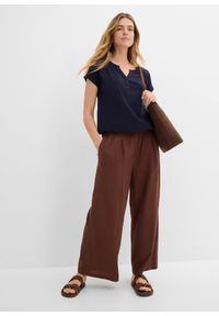 bonprix - T-shirt bawełniany. Typ kołnierza: dekolt w serek. Kolor: niebieski. Materiał: bawełna. Długość rękawa: krótki rękaw. Długość: krótkie #2