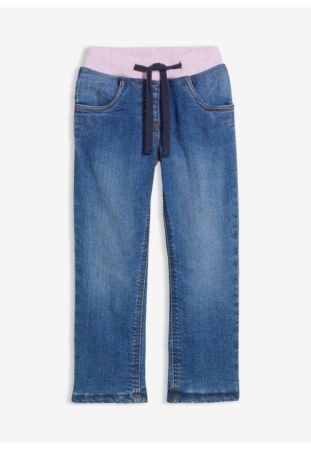 bonprix - Wygodne dżinsy termiczne na podszewce z polaru. Kolekcja: plus size. Kolor: niebieski. Styl: elegancki