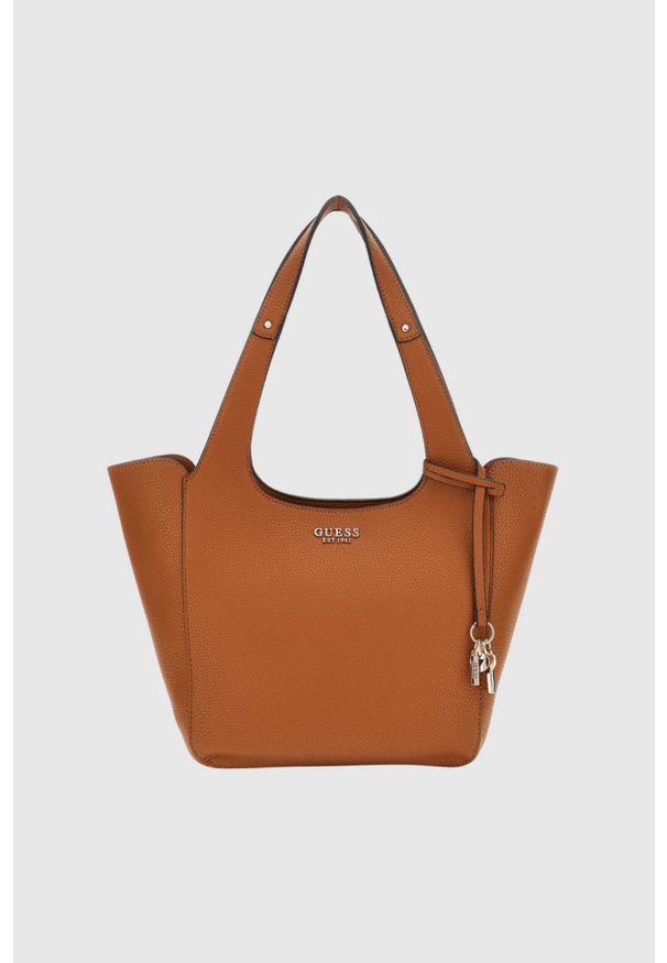 Guess - GUESS Brązowa shopperka damska Calista 2 In 1. Kolor: brązowy. Materiał: skórzane