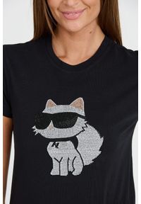 Karl Lagerfeld - KARL LAGERFELD Czarny damski t-shirt Ikonik 2.0, Rozmiar S. Kolor: czarny #6
