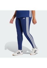Adidas - Legginsy Essentials 3-Stripes Cotton (Plus Size). Kolekcja: plus size. Kolor: niebieski, wielokolorowy, biały. Sport: fitness