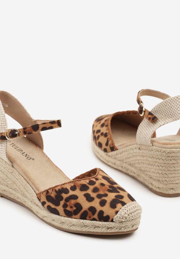 Renee - Panterkowe Sandały w Stylu Espadryli na Koturnie z Plecionką Meralissea. Okazja: na co dzień. Zapięcie: sprzączka. Sezon: lato. Obcas: na koturnie. Styl: klasyczny, elegancki, casual