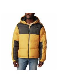 columbia - Kurtka Turystyczna Puchowa Męska Columbia Pike Lake II Hooded Jacket. Kolor: wielokolorowy, żółty. Materiał: puch. Sport: turystyka piesza