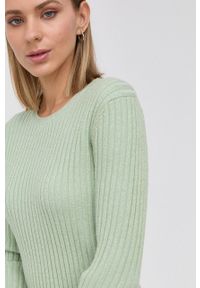 Tory Burch Sweter wełniany damski kolor zielony. Kolor: turkusowy. Materiał: wełna. Długość rękawa: długi rękaw. Długość: krótkie #3