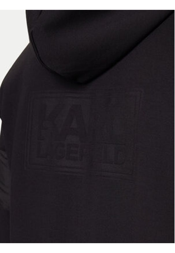 Karl Lagerfeld - KARL LAGERFELD Bluza 705000 554902 Czarny Regular Fit. Typ kołnierza: dekolt w karo. Kolor: czarny. Materiał: syntetyk