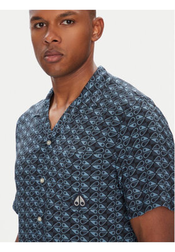 Moose Knuckles Koszula The Bay M15MT709H Granatowy Regular Fit. Kolor: niebieski. Materiał: syntetyk