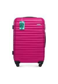 Wittchen - Średnia walizka z zawieszką różowa. Kolor: różowy. Materiał: guma. Wzór: kolorowy. Styl: elegancki, wakacyjny #1
