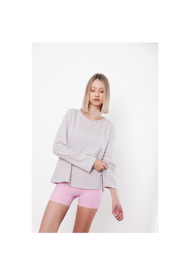 MOONHOLI - Longsleeve do jogi Moonholi Hamptons w paski. Kolor: różowy. Długość rękawa: długi rękaw. Wzór: paski. Sport: joga i pilates