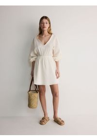 Reserved - Muślinowa sukienka - złamana biel. Materiał: bawełna #1