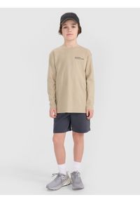 4f - 4F Longsleeve oversize z nadrukiem chłopięcy - beżowy 164 (13-14 lat). Okazja: na co dzień. Kolor: beżowy. Materiał: bawełna, tkanina, jersey. Długość rękawa: długi rękaw. Długość: długie. Wzór: nadruk. Sezon: lato. Styl: klasyczny, elegancki, sportowy, casual