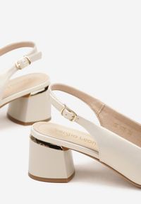 Renee - Beżowe Sandały Slingback na Słupku z Wkładką ze Skóry Naturalnej Niteleria. Okazja: na co dzień. Zapięcie: pasek. Kolor: beżowy. Materiał: skóra. Obcas: na słupku. Styl: klasyczny, casual, elegancki #3