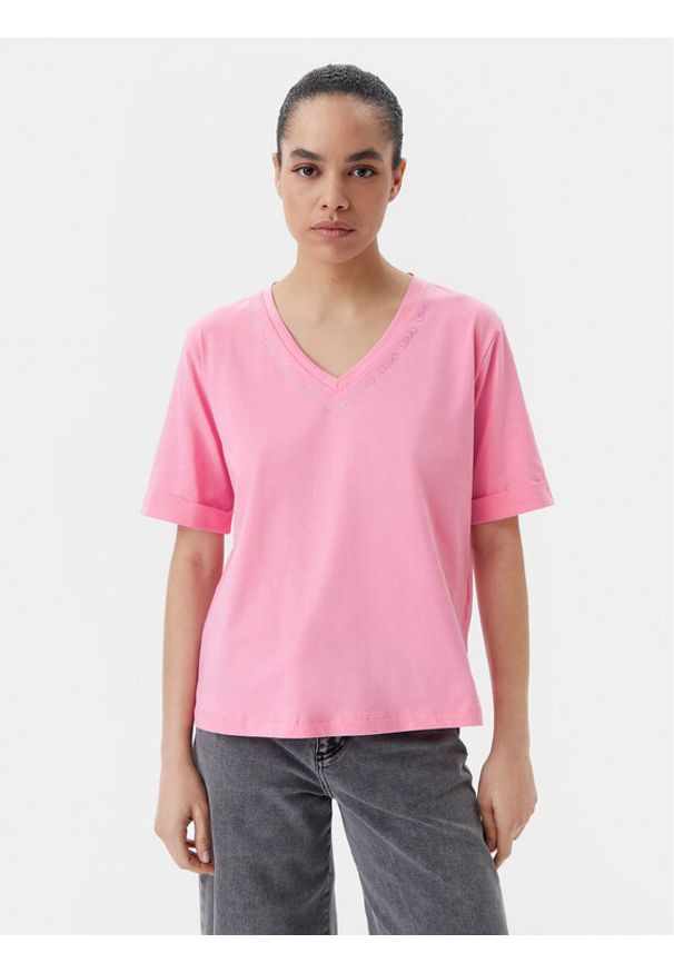Liu Jo Sport T-Shirt q-roa-35247 Kolorowy Regular Fit. Kolor: różowy. Materiał: bawełna. Wzór: kolorowy. Styl: sportowy