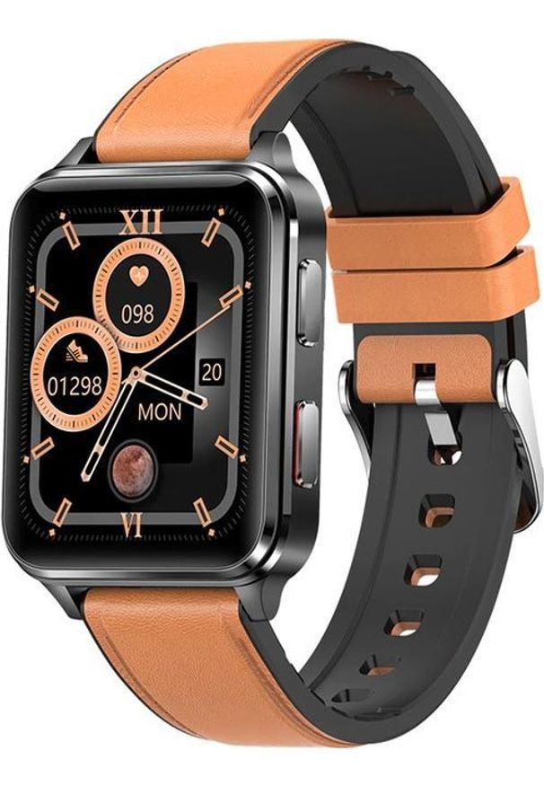 Smartwatch Kumi KU5 Pro Czarno-brązowy (KU-KU5P/BN). Rodzaj zegarka: smartwatch. Kolor: czarny, brązowy, wielokolorowy