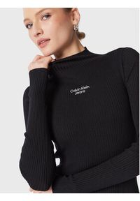 Calvin Klein Jeans Sukienka dzianinowa J20J220354 Czarny Slim Fit. Kolor: czarny. Materiał: dzianina, syntetyk #3