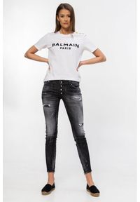 DSQUARED2 Medium waist skinny jeans czarne jeansy damskie. Kolor: czarny. Wzór: aplikacja #3