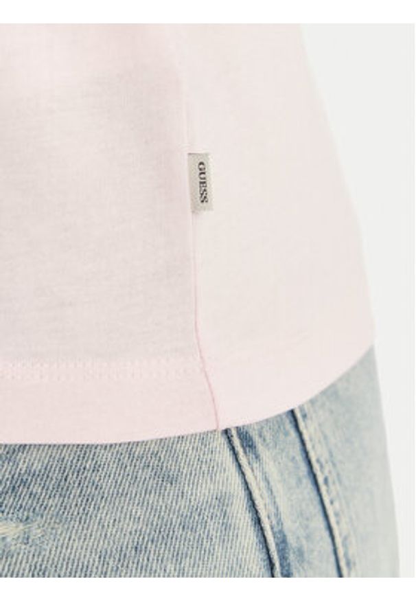 Guess Jeans T-Shirt W6GIC5 K8HM0 Różowy Regular Fit. Kolor: różowy. Materiał: bawełna