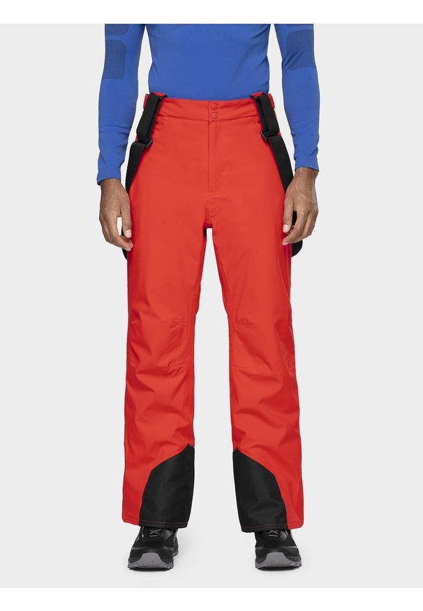 4f - Spodnie narciarskie męskie. Kolor: czerwony. Materiał: poliester, materiał. Sezon: zima. Sport: narciarstwo