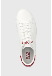 EA7 Emporio Armani sneakersy skórzane kolor biały. Nosek buta: okrągły. Zapięcie: sznurówki. Kolor: biały. Materiał: skóra