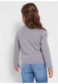 Sweter dziewczęcy rozpinany bawełniany z cekinami bonprix jasnoszary melanż. Kolor: szary. Materiał: bawełna. Wzór: melanż #2