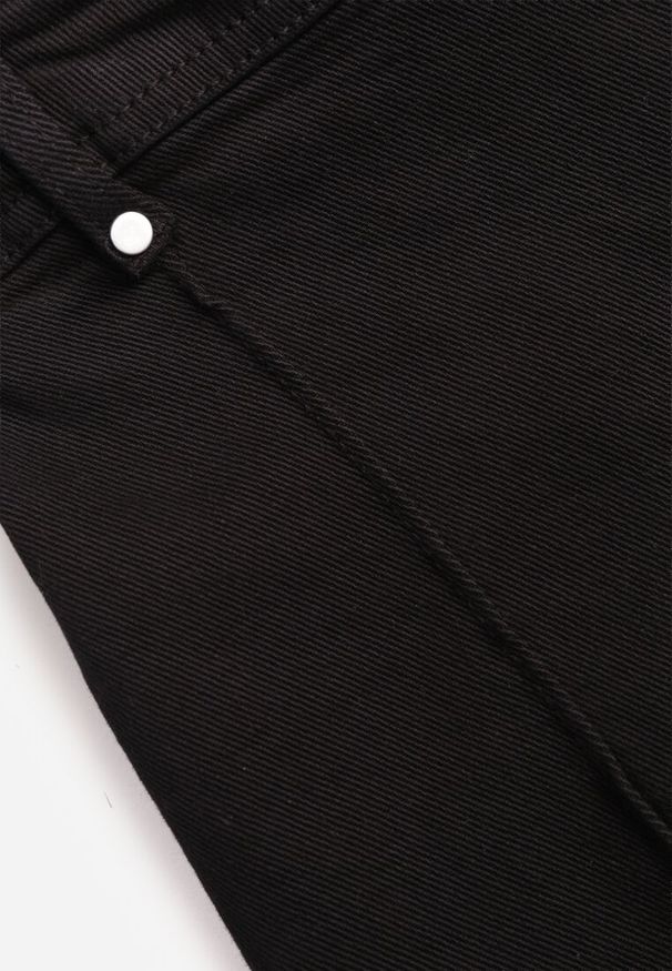 Renee - Czarne Jeansy Wide Leg High Waist z Bawełny Savarophila. Okazja: na co dzień. Stan: podwyższony. Kolor: czarny. Wzór: aplikacja. Styl: klasyczny, casual