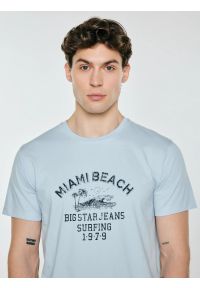 Big-Star - Koszulka męska z kontrastowym nadrukiem błękitna Fors 400. Kolor: niebieski. Materiał: dzianina. Wzór: nadruk. Sezon: lato. Styl: klasyczny, wakacyjny #4