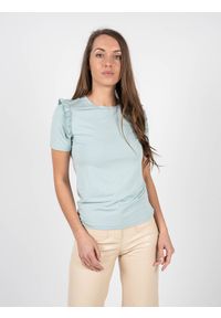 Patrizia Pepe T-Shirt | DM3623 A13 | Kobieta | Błękitny. Kolor: niebieski. Materiał: elastan, wiskoza. Wzór: aplikacja #5