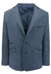 Granatowa, Taliowana Marynarka, 2 Guziki - Casino, Męska. Kolor: niebieski. Materiał: poliester, wiskoza #1