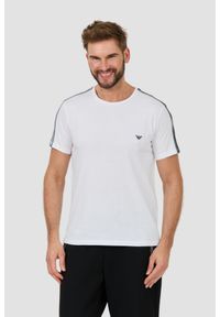 Emporio Armani - EMPORIO ARMANI Biały męski t-shirt bande logo, Rozmiar XL. Kolor: biały