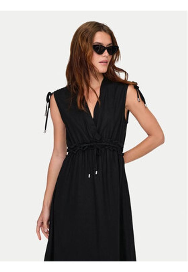 only - ONLY Sukienka letnia Goa 15363694 Czarny Regular Fit. Kolor: czarny. Materiał: len, wiskoza. Sezon: lato