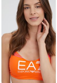 EA7 Emporio Armani dwuczęściowy strój kąpielowy kolor pomarańczowy usztywniona miseczka. Kolor: pomarańczowy. Materiał: materiał #5