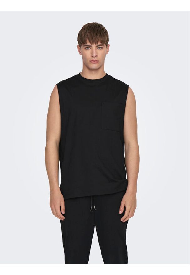 Only & Sons Tank top Fred 22025300 Czarny Relaxed Fit. Kolor: czarny. Materiał: bawełna