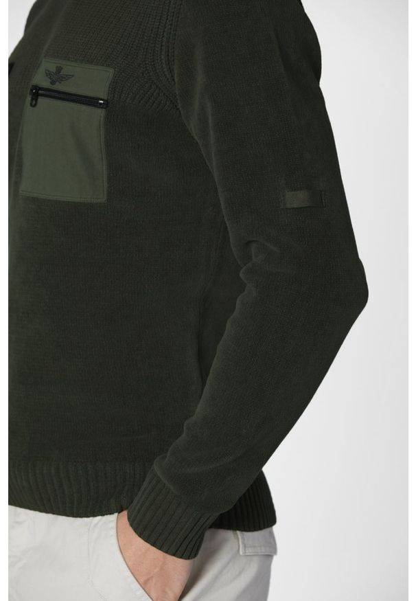 Aeronautica Militare - AERONAUTICA MILITARE Zielony sweter męski 242MA1515L539. Kolor: zielony