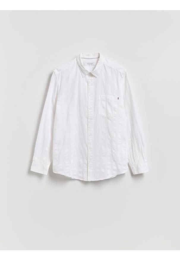 Reserved - Bawełniana koszula regular fit - biały. Kolor: biały. Materiał: bawełna