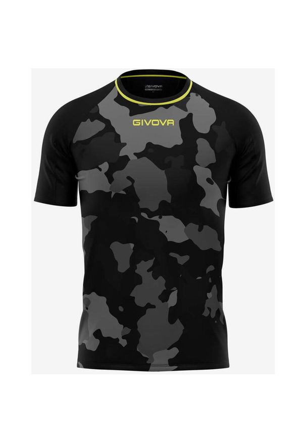 T-shirt Givova Armia Mężczyzn Czarny-Szary - Sportowy i Wygodny. Kolor: szary, wielokolorowy, brązowy, czarny, zielony. Materiał: poliester. Wzór: haft, nadruk. Sport: fitness, piłka nożna