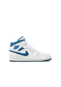 Buty do chodzenia męskie Nike Air Jordan 1 Mid. Zapięcie: sznurówki. Kolor: biały. Materiał: syntetyk, tkanina, skóra, materiał. Szerokość cholewki: normalna. Model: Nike Air Jordan. Sport: turystyka piesza