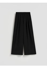 Reserved - Szerokie spodnie - czarny. Kolor: czarny. Materiał: tkanina. Wzór: gładki #1