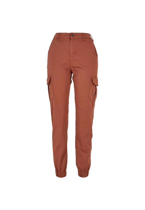 Urban Classics - Spodnie Cargo Damskie Z Wysokimi Stanami. Stan: podwyższony. Kolor: żółty, pomarańczowy, wielokolorowy