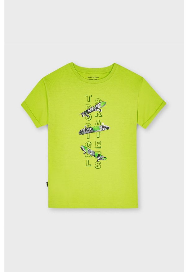 Mayoral - T-shirt dziecięcy. Okazja: na co dzień. Kolor: żółty, zielony, wielokolorowy. Materiał: bawełna, dzianina. Wzór: nadruk. Styl: casual