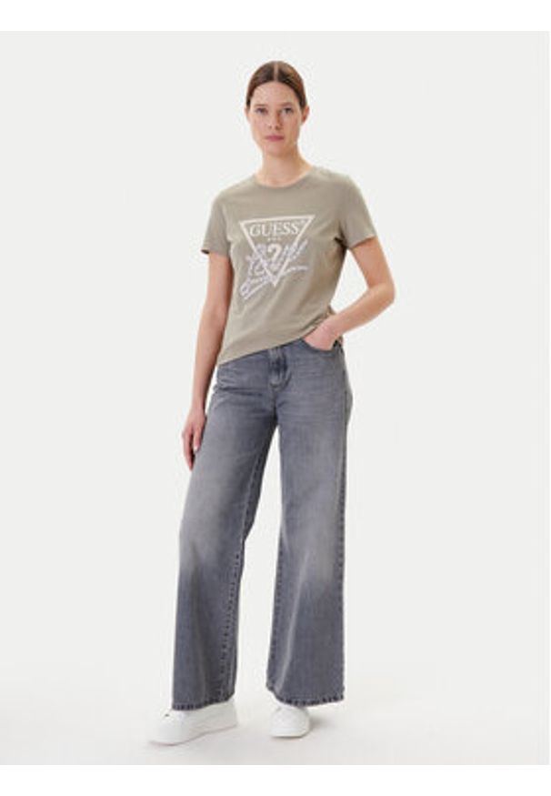 Guess T-Shirt W5YI40 I3Z14 Zielony Regular Fit. Kolor: zielony. Materiał: bawełna