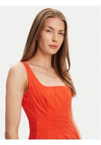 STAUD Sukienka codzienna Mini Wells R25S2249PO Pomarańczowy Slim Fit. Okazja: na co dzień. Kolor: pomarańczowy. Materiał: bawełna. Typ sukienki: proste. Styl: casual. Długość: mini