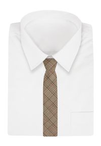 Wełniany Krawat - Alties - Odcienie Beżu, Kratka. Kolor: brązowy, beżowy, wielokolorowy. Materiał: wełna, bawełna. Wzór: kratka
