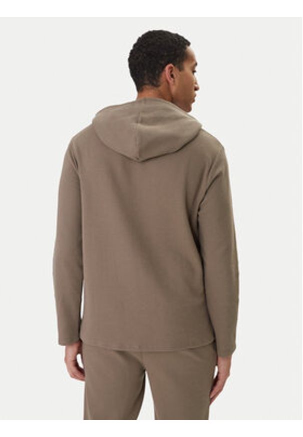 BOSS Bluza Waffle 50535885 Brązowy Regular Fit. Kolor: brązowy. Materiał: syntetyk