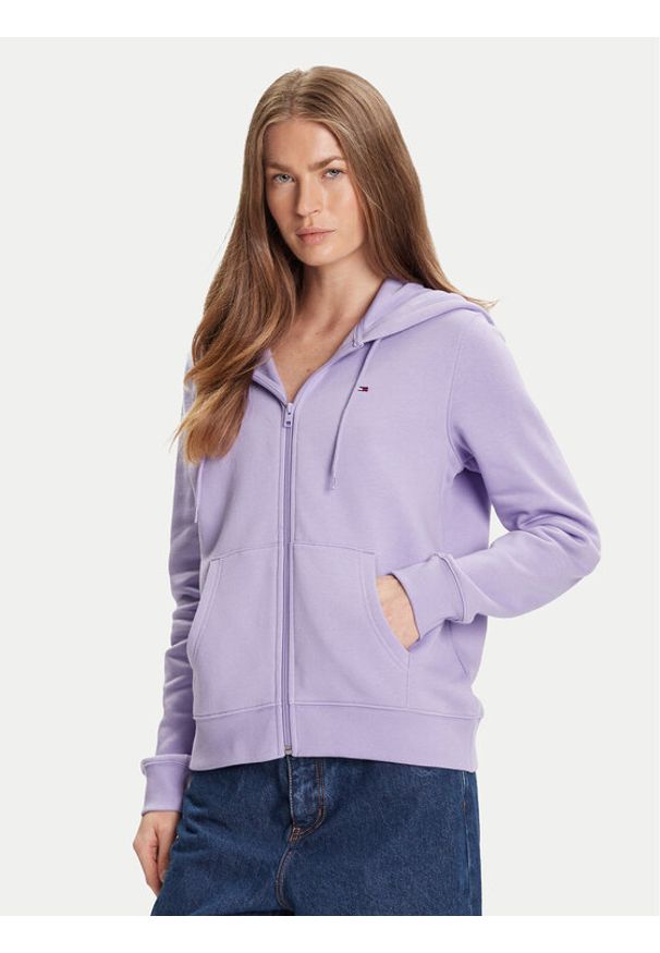 Tommy Jeans Bluza Flag DW0DW19729 Fioletowy Regular Fit. Kolor: fioletowy. Materiał: bawełna