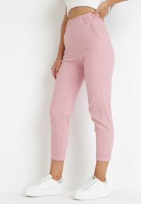 Born2be - Różowe Spodnie z Gumką w Pasie Kanell. Okazja: na co dzień. Stan: podwyższony. Kolor: różowy. Styl: casual #1